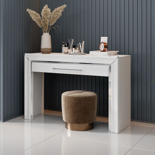 ARNO toaletný stolík biela/biely lesk, sektorový spáľňový nábytok 